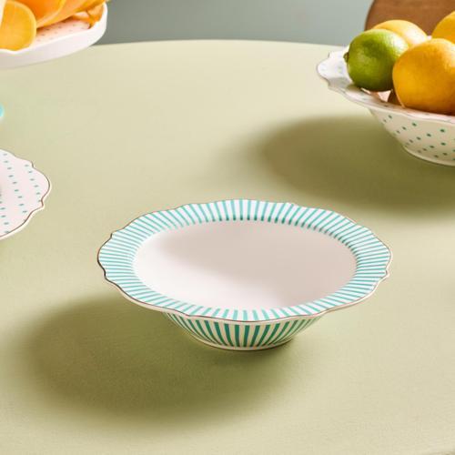 New Romantic Puantiyeli Bol Kase 25 Cm Yeşil