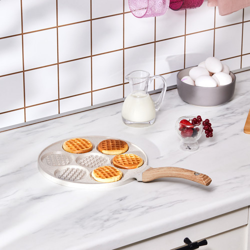 Mutfaksever Biogranit Waffle Pankek Tava 26 Cm Krem