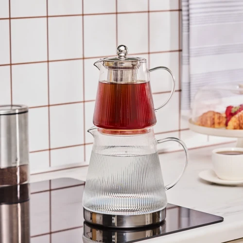 Keops Borosilikat Cam Mini Çaydanlık Takımı 0,45L & 1,5L