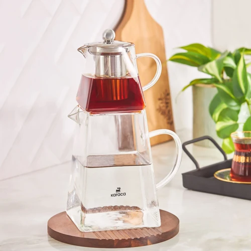 Giza Borosilikat Cam Mini Çaydanlık Takımı 0,45L & 1,5L