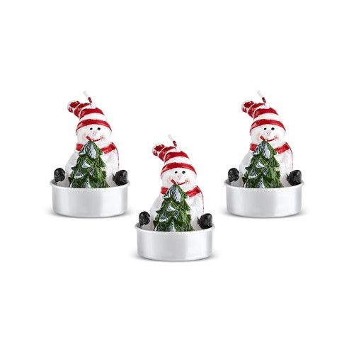 New Year Yılbaşı Snowman 3'lü Tealight Mum 13.8x4.8x7 cm