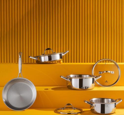 3Ply Powersteel 316 Çelik Indüksiyon Tabanlı 7 Parça Çelik Petekli Tencere Seti