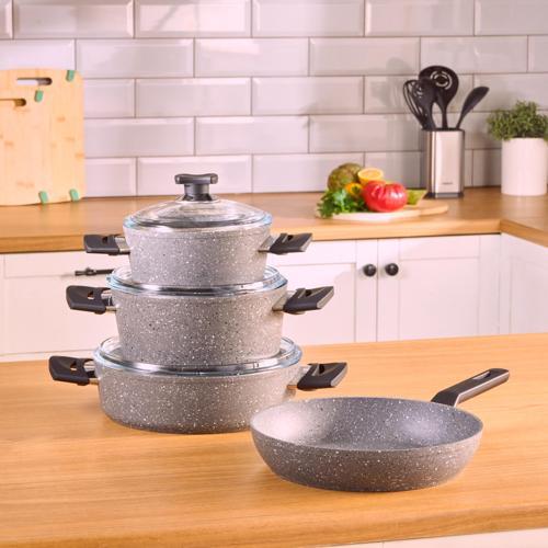 Biogranit Uraz 7 Parça Tencere Seti Gri