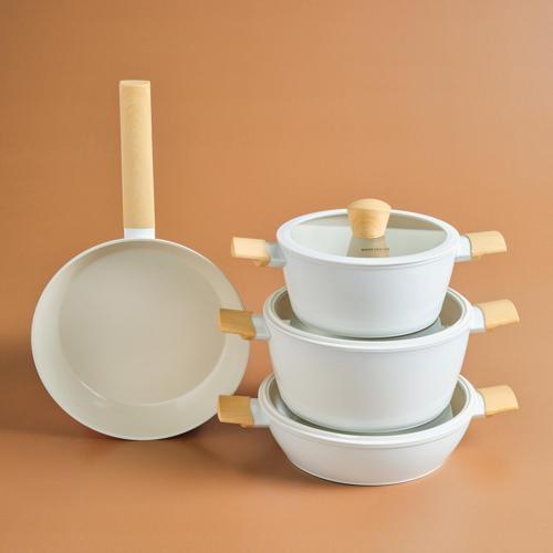 x Refika Swiss Crystal Almond Cream 7 Parça Tencere Seti