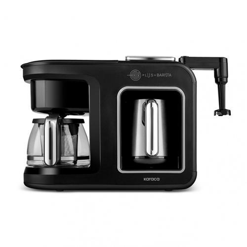 Hatır Plus Barista Steel 6 in 1 Konuşan Latte Cappuccino ve Közde Türk Kahve Makinesi Black Chrome