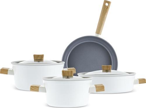 Swiss Crystal Creamy Wood 7 Parça Tencere Seti