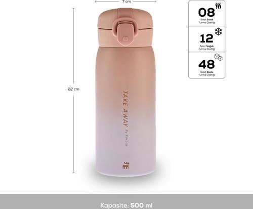 Pembe Skyfall Çelik Sızdırmaz Termos 500 Ml Pembe 500 Ml Paslanmaz Çelik