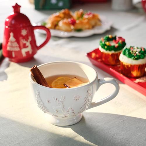 New Year Yılbaşı Snowy Çay Fincanı 440 Ml Beyaz