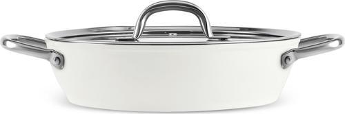 X Refika Birgül Swiss Crystal Metal Kulplu Karnıyarık Tencere 30 Cm Creamy