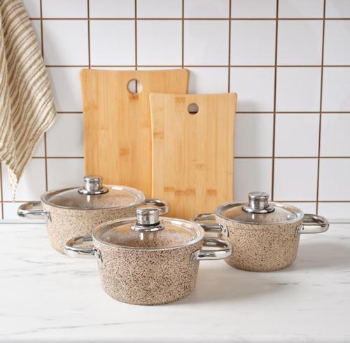 Biogranit Nare 6 Parça Midi Tencere Seti Wood