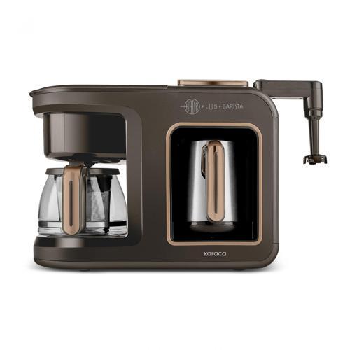 Hatır Plus Barista Steel 6 in 1 Konuşan Latte Cappuccino ve Közde Türk Kahve Makinesi Walnut Brown