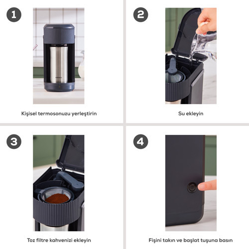 Mono Personal Termos Hediyeli Filtre Kahve Makinesi Anthracite