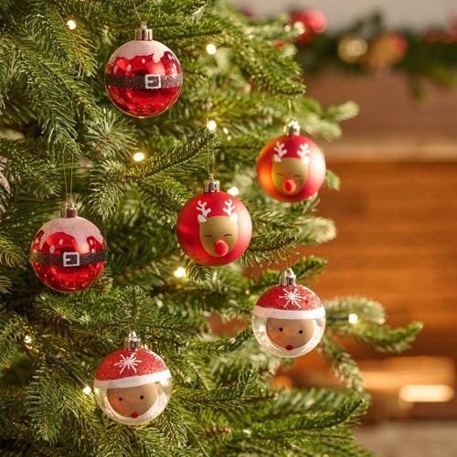 New Year Yılbaşı 10'Lu Set Top Santa Ağaç Süsü 6 Cm