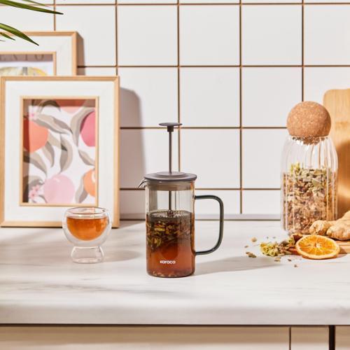 Valentina Borosilikat Cam French Press 350 ml Grey