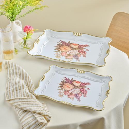 Buket İkili Melamin Dikdörtgen Tepsi 33/42 Cm