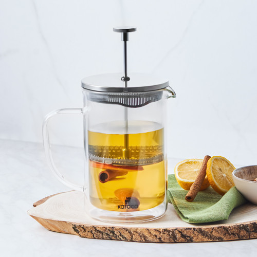 Pia Çift Cidarlı Borosilikat Cam French Press 800 ml Metalik