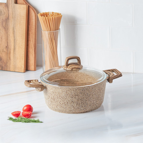 Biogranit Wood Silver Tencere 24 Cm Kahverengi