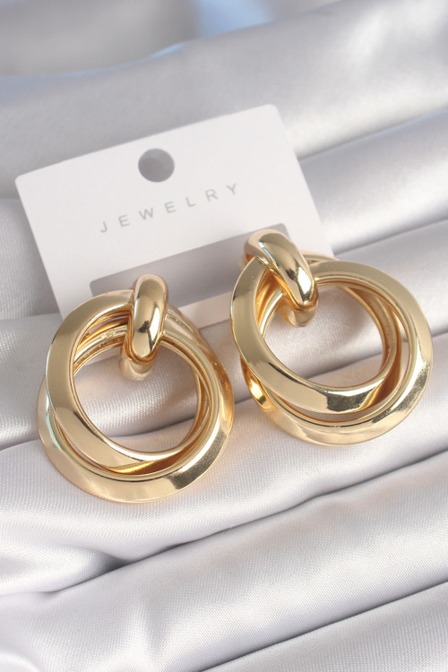 Pirinç Gold Renk Sarmal Halka Model Kadın Küpe BKP8719