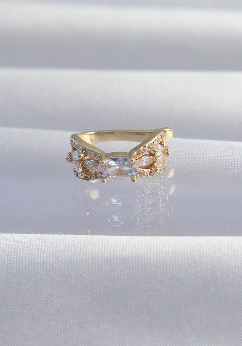 Pirinç Gold Renk Zirkon Taş Kaplama Earcuff Küpe