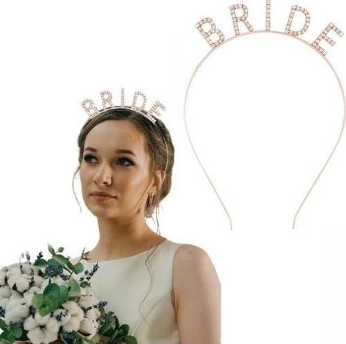 Rose Gold Bekarlığa Veda Kristal Taş Bride Tacı