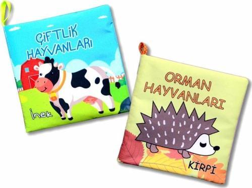 2 Kitap Tox Çiftlik Hayvanları ve Orman Hayvanlar Kumaş Sessiz Kitap T134 T055 - Bez Kitap , Eğitici Oyuncak , Yumuşak v