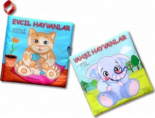 2 Kitap Tox Evcil Hayvanlar ve Vahşi Hayvanlar Kumaş Sessiz Kitap T110 T111 - Bez Kitap , Eğitici Oyuncak , Yumuşak ve H