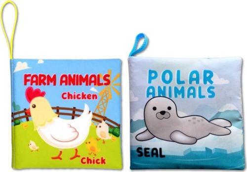 2 Kitap Tox İngilizce Çiftlik Hayvanları ve Kutup Hayvanları Kumaş Sessiz Kitap E125 E119 - Bez Kitap , Eğitici Oyuncak