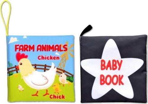 2 Kitap Tox İngilizce Çiftlik Hayvanları ve Siyah-Beyaz Bebek Kumaş Sessiz Kitap E136 E119 - Bez Kitap , Eğitici Oyuncak