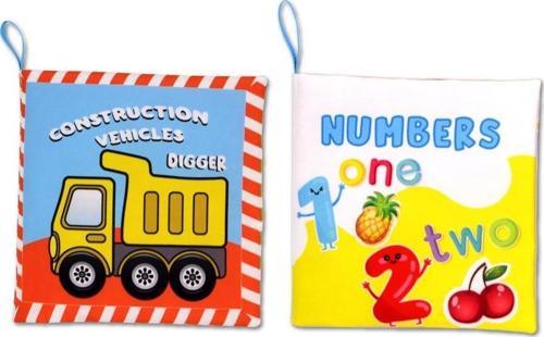 2 Kitap Tox İngilizce İş Makineları ve Rakamlar Kumaş Sessiz Kitap E118 E128 - Bez Kitap , Eğitici Oyuncak , Yumuşak ve 