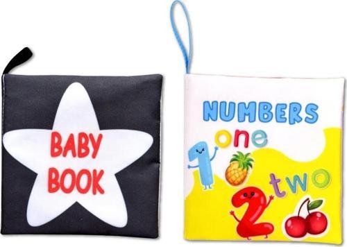 2 Kitap Tox İngilizce Siyah Beyaz Bebek ve Rakamlar Kumaş Sessiz Kitap E128 E136 - Bez Kitap , Eğitici Oyuncak , Yumuşak