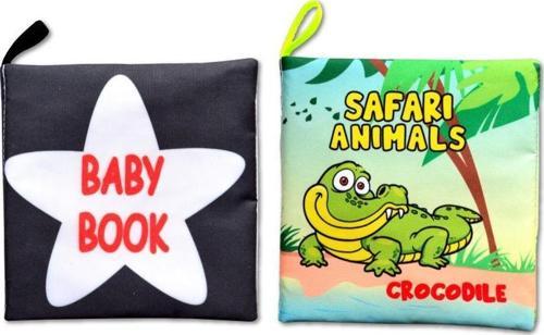2 Kitap Tox İngilizce Siyah-Beyaz Bebek ve Safari Hayvanları Kumaş Sessiz Kitap E136 E130 - Bez Kitap , Eğitici Oyuncak 