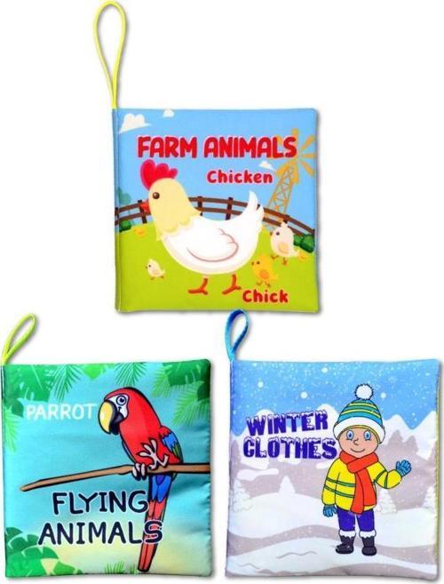 3 Kitap Tox İngilizce Kışlık Giysiler , Uçan ve Çiftlik Hayvanları Kumaş Sessiz Kitap E119 E124 E133 - Bez Kitap , Eğiti