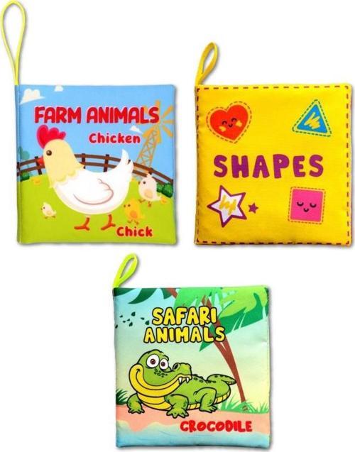 3 Kitap Tox İngilizce Şekiller , Çiftlik ve Safari Hayvanları Kumaş Sessiz Kitap E119 E130 E131 - Bez Kitap , Eğitici Oy