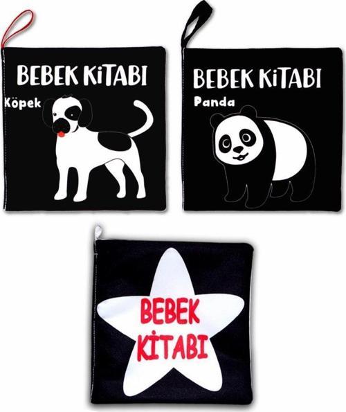 3 Kitap Tox Siyah-Beyaz Evcil, Vahşi Hayvanlar ve Bebek Kumaş Sessiz Kitap T060 T137 T138 - Bez Kitap , Eğitici Oyuncak 