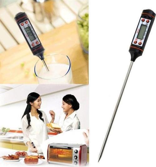 Gıda Termometresi 24 cm Uzun Problu Dijital Termometre Kalem Tip Mutfak Yemek Sıcaklık Ölçme Cihazı Süt Mama Çorb