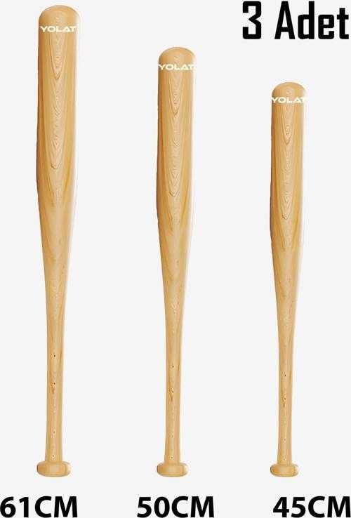 Beyzbol Sopası Seti 45 cm 1 Adet 50 cm 1 Adet 61 cm 1 Adet Dişbudak Ağacından Kırılmaz