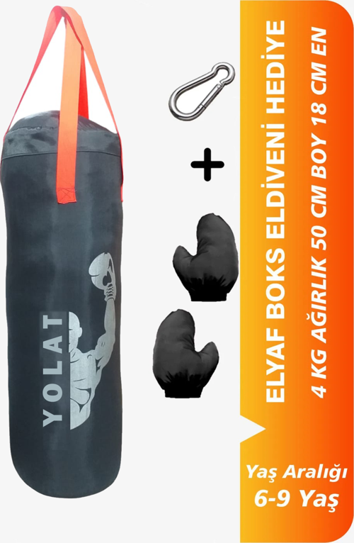 Eldiven Hediye Ve Karabina Hediyeli 50 Cm Boks Torbası Çocuklar İçin
