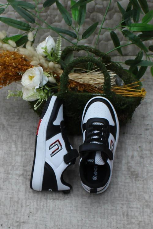 Cool Adel Siyah Beyaz Kaymaz Taban Rahat Çocuk Ayakkabı