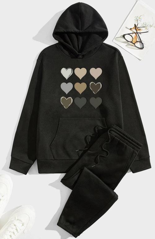 Unisex Kalp Baskılı Eşofman Takımı