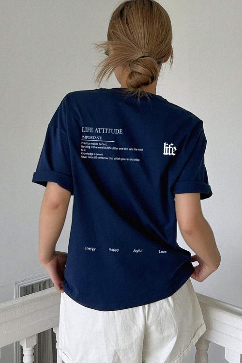 Unisex Life Baskılı T-shirt