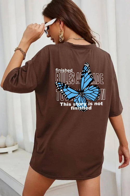Unisex Kelebek Baskılı T-shirt