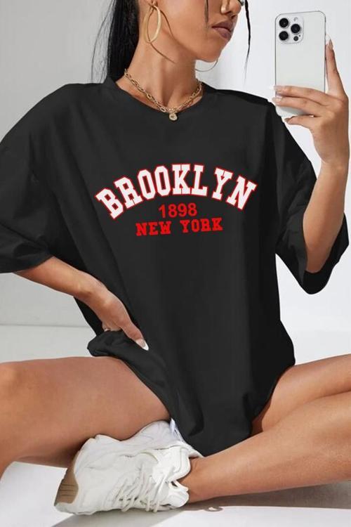 Unisex Brooklyn Baskılı T-shirt