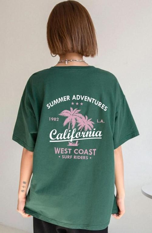 Unisex California Baskılı T-shirt