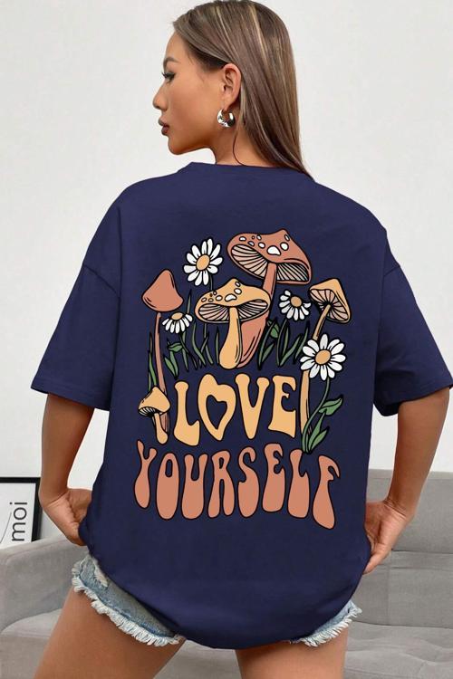 Unisex Love Yourself Baskılı T-shirt