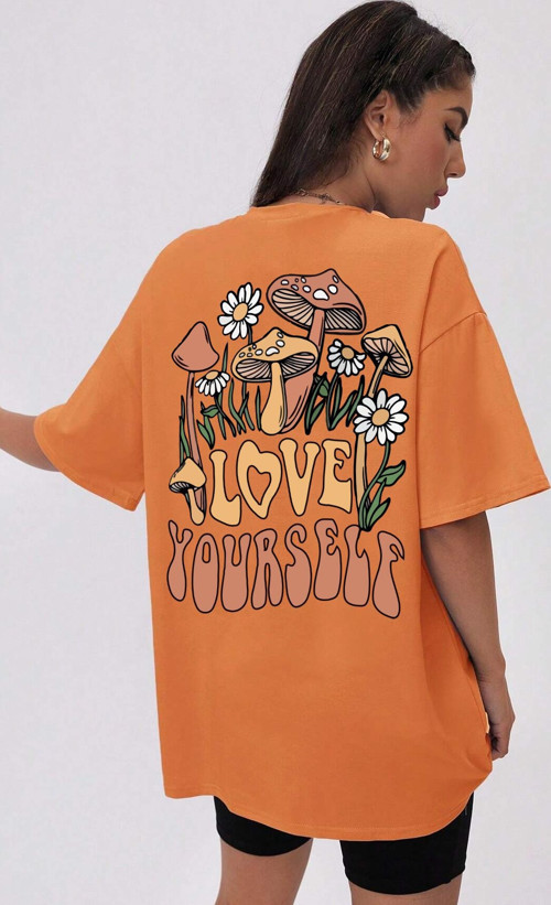 Unisex Love Yourself Baskılı T-shirt