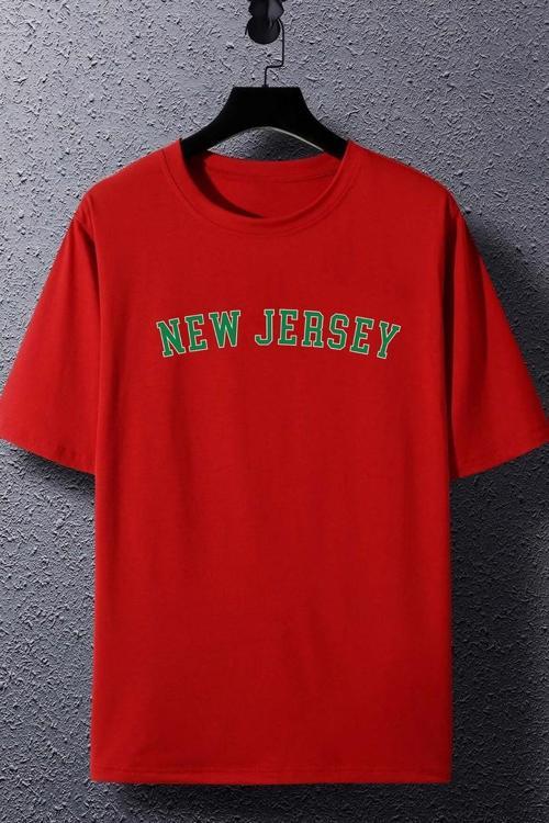 Unisex New Jersey Baskılı T-shirt