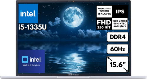 VivoBook i5-1335U 24 GB 2 TBSSD Intel UHD Graphics 15.6" FHD Windows 10 Pro Notebook X1504VA-NJ104 BT55