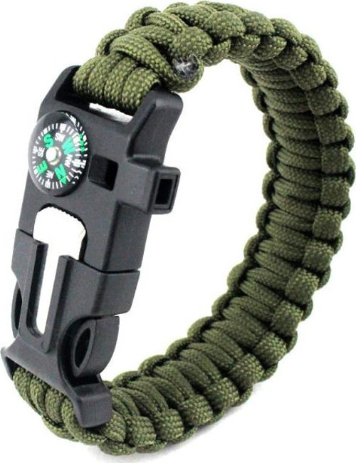 9595 Pusulalı & Magnezyum Çubuklu Paracord Bileklik Haki