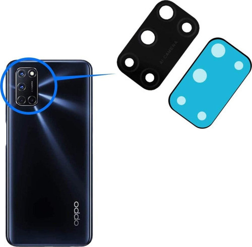 Oppo A54 Uyumlu Arka Kamera Camı Lens Yapışkanlı