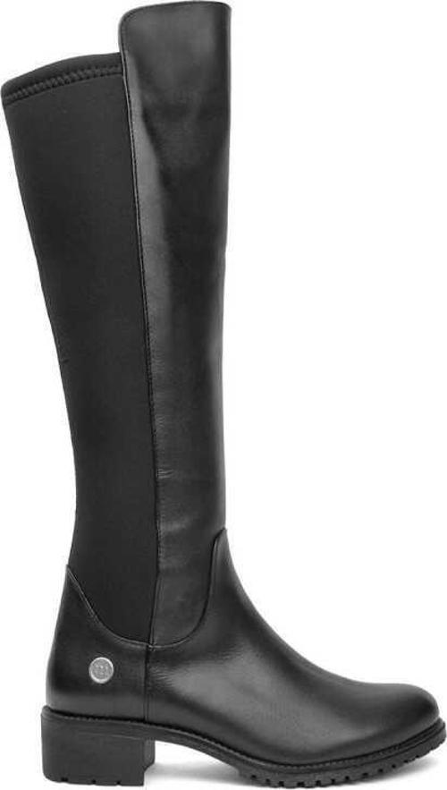 24KC-2100 KISA TOPUK STREÇ DETAYLI DERİ KADIN ÇİZME